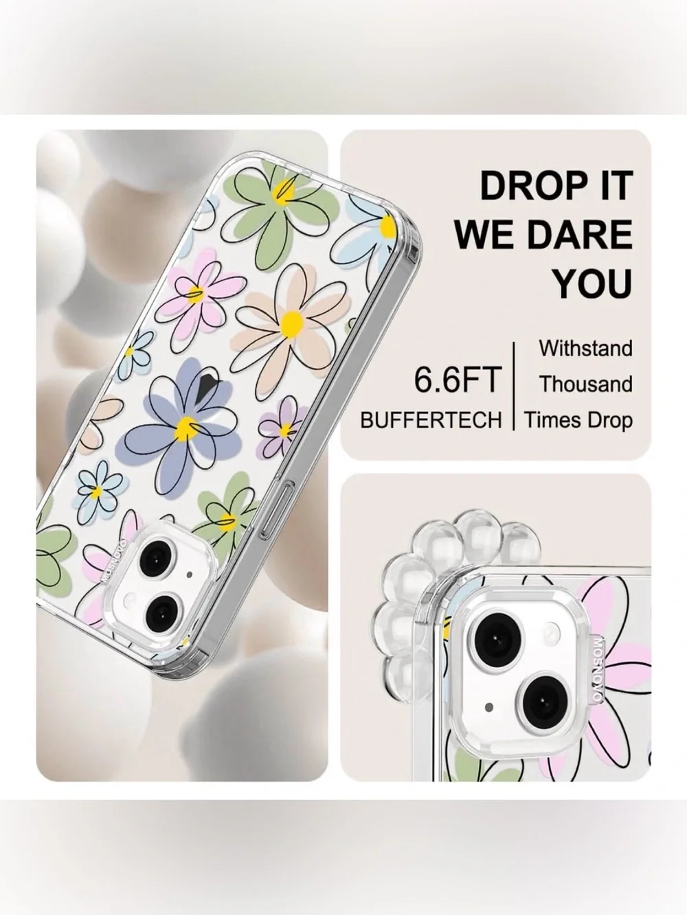 Floral Clear Phone Case for iPhone - Pastel Multicolor